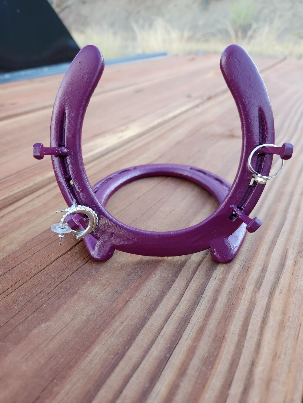 Decorative Purple Horseshoe Jewelry Stand